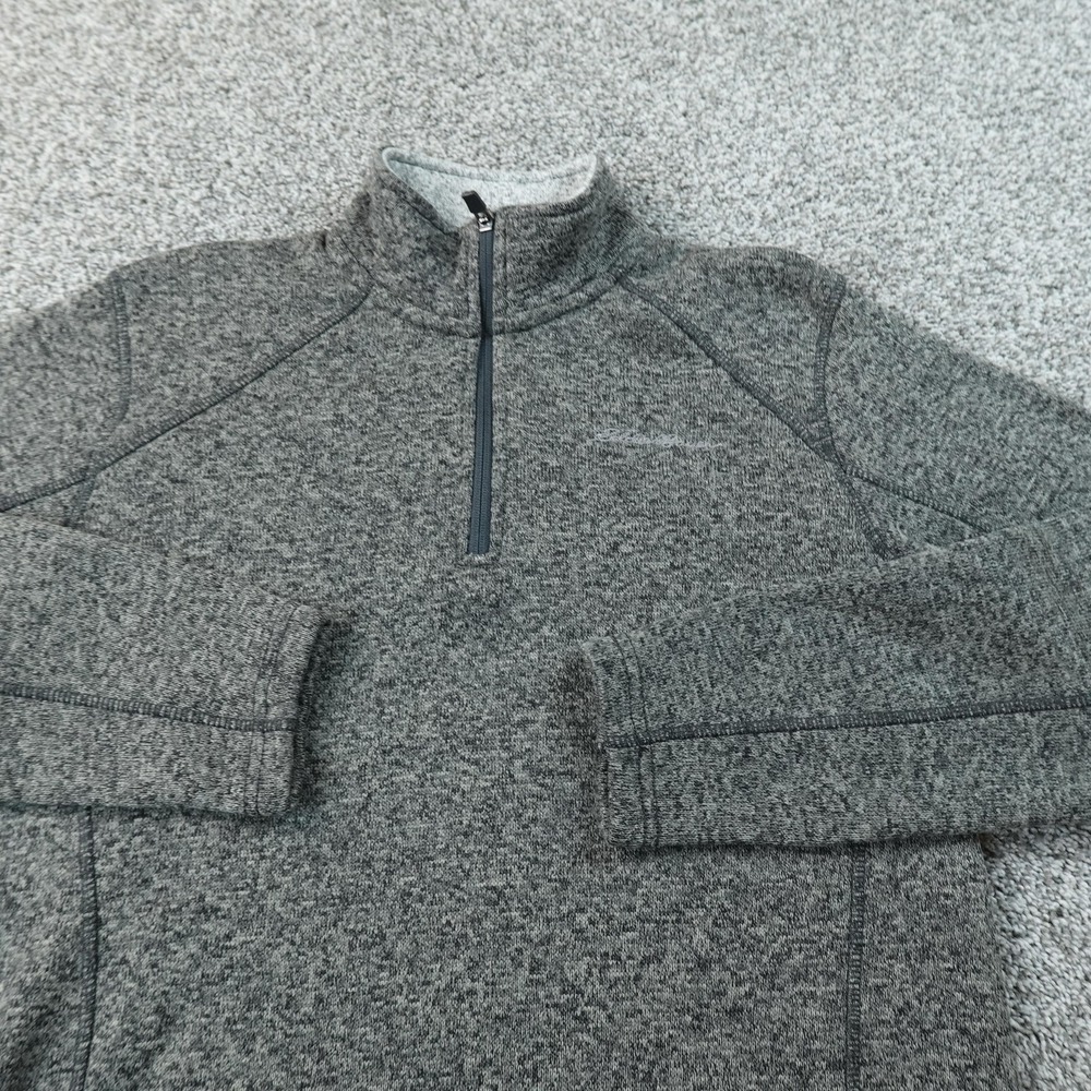 Eddie Bauer Pullover Mens M Gray 1/4 Zip Fleece Long Sleeve Outdoor Hiking Top